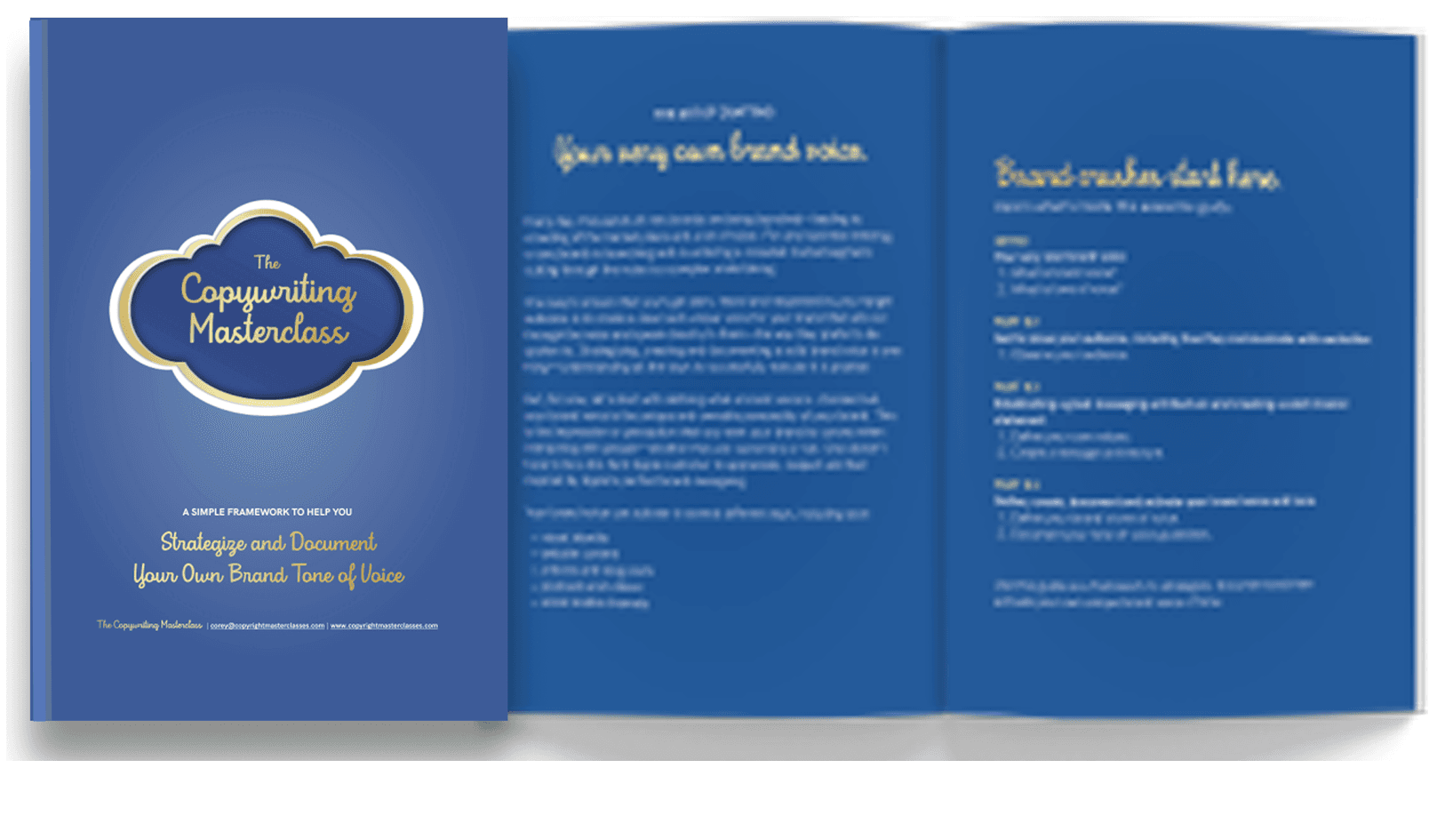 Strategize and Document Your Own Brand Voice + Tone guide — open booklet mockup