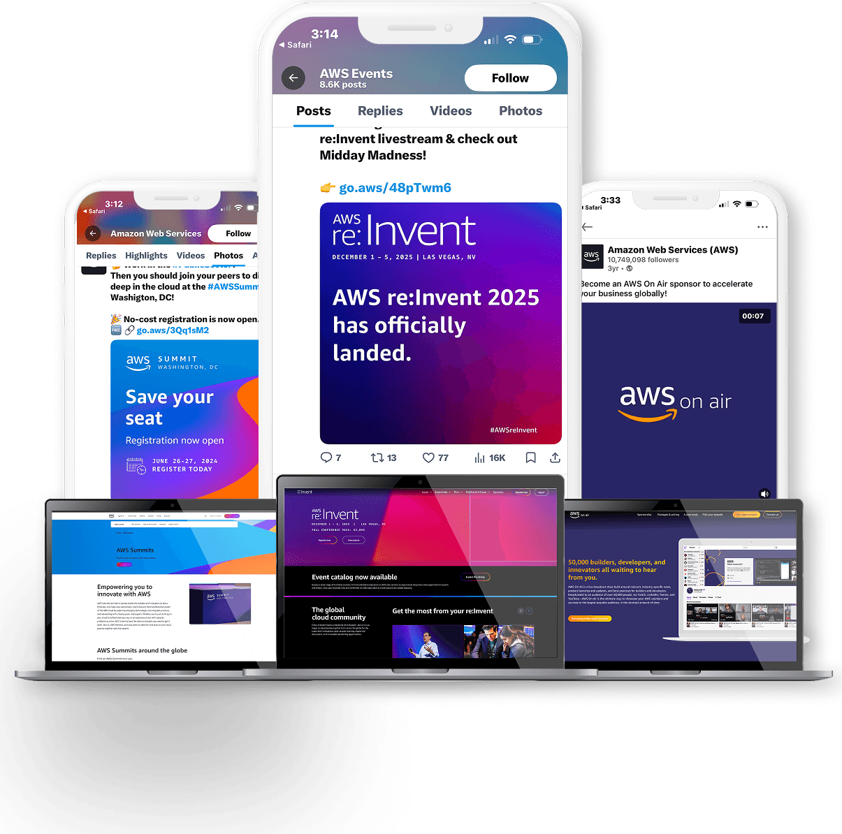 Amazon Web Services event demand-generation campaign work.
