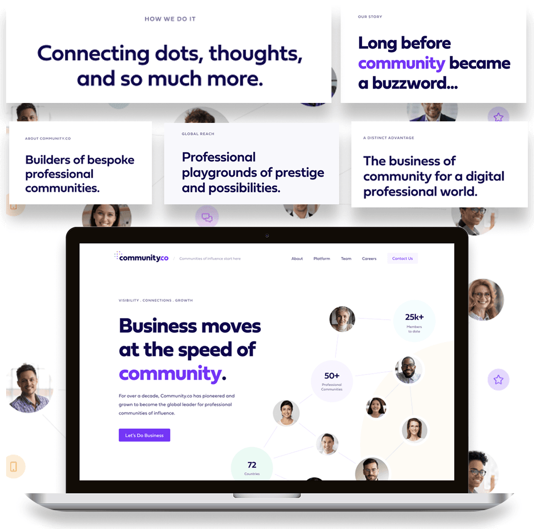 Community.co rebrand and marketing site.