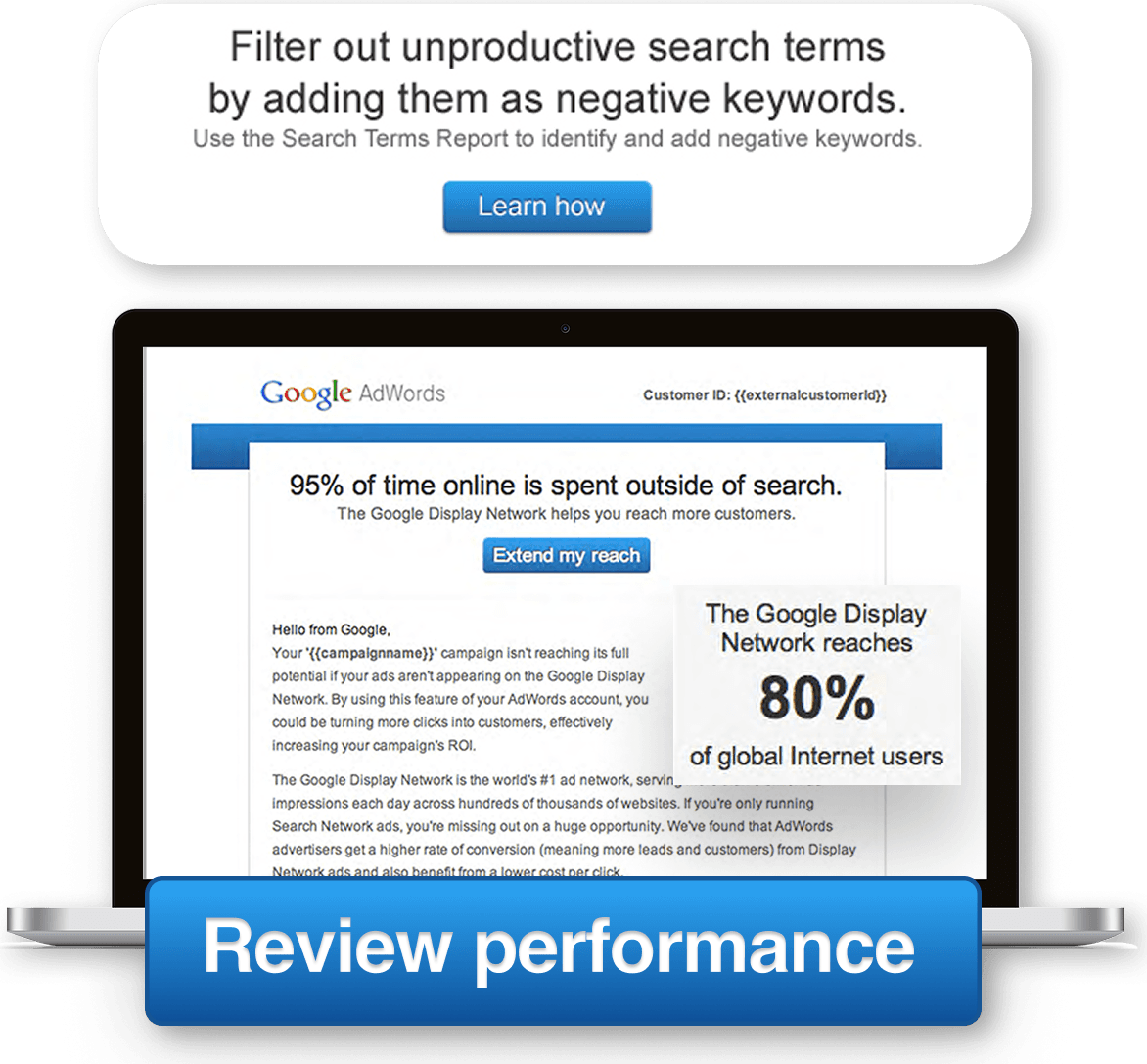 Google AdWords SMB email and campaign copy work.