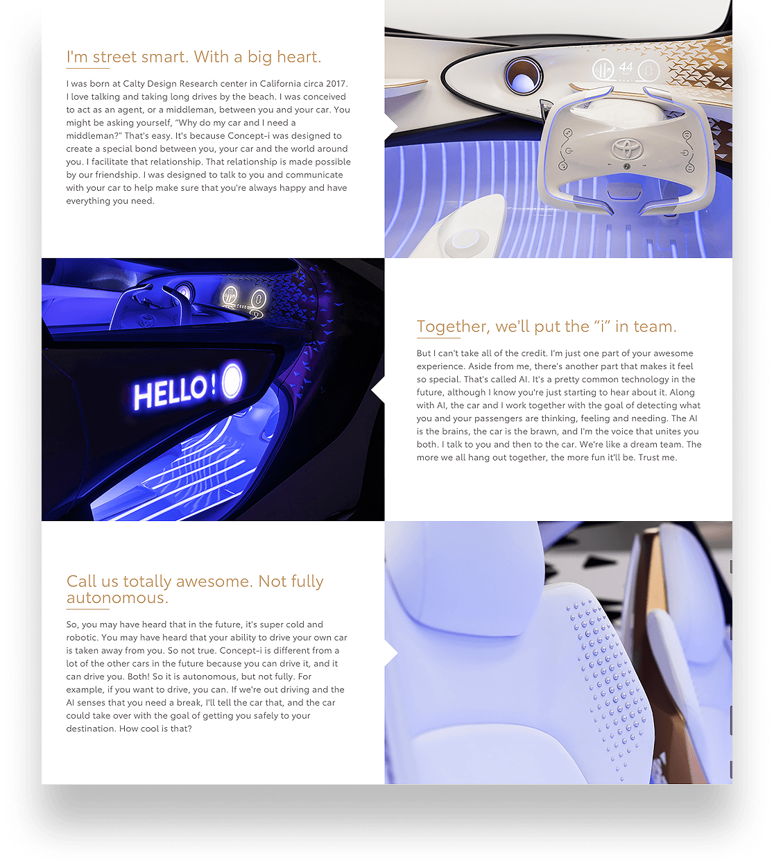 Toyota Concept-i interior gallery (part 1 of 2) — cabin photography with the brand and Yui voice cards