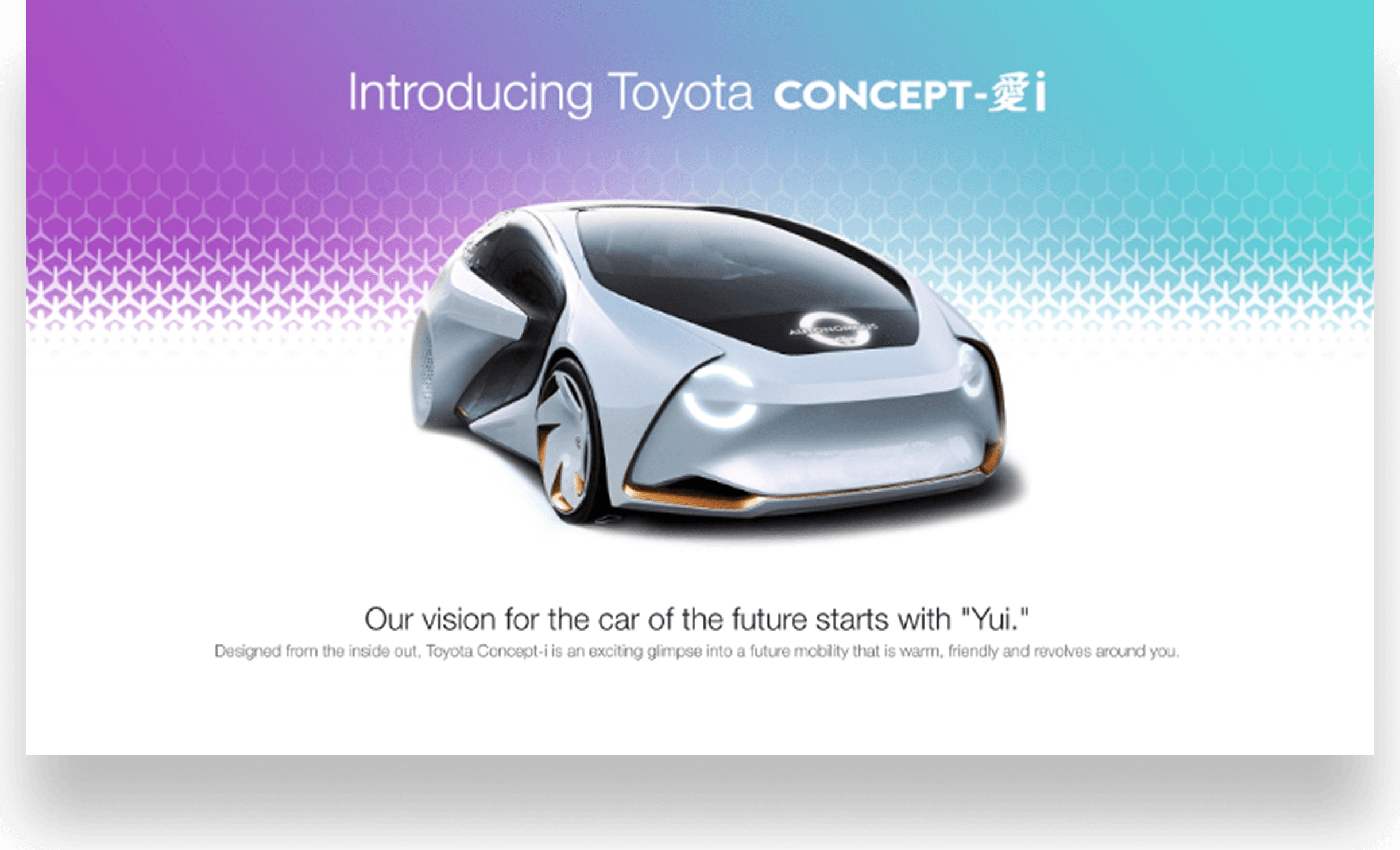Toyota Concept-i landing page showing the campaign introduction