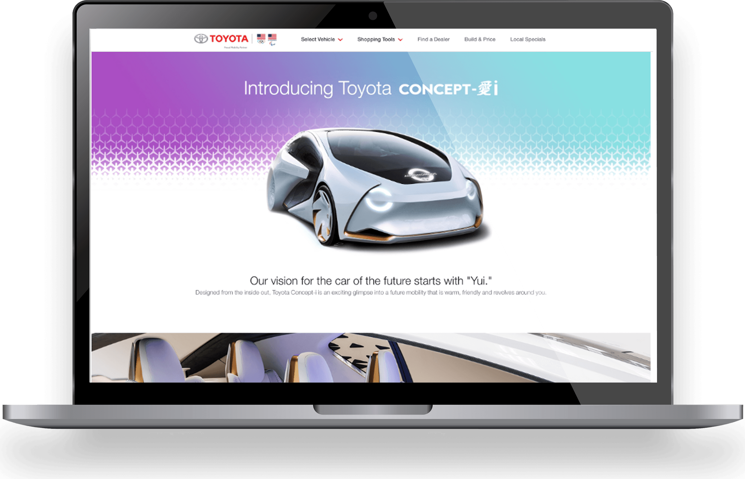 Macbook laptop showing the Toyota Concept-i campaign website