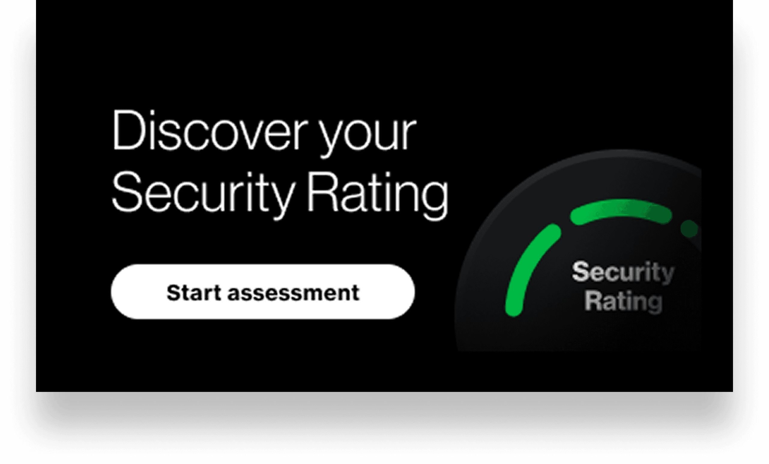Verizon Protect app: 'Discover your Security Rating' with a Start assessment button and a security-rating gauge.